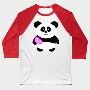 Single Baby Panda Bear Holding a Pink Heart Baseball T-Shirt